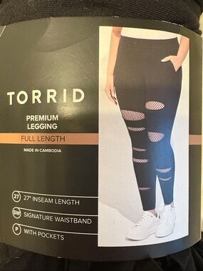 torrid Black Distressed Fishnet Insert Leggings